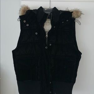 Black Velour Vest with Fur